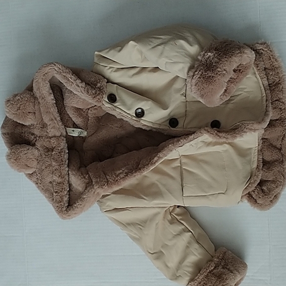 B Other - B Boys 9mo Faux Fur Lined Jacket with Bear Hood. 9M